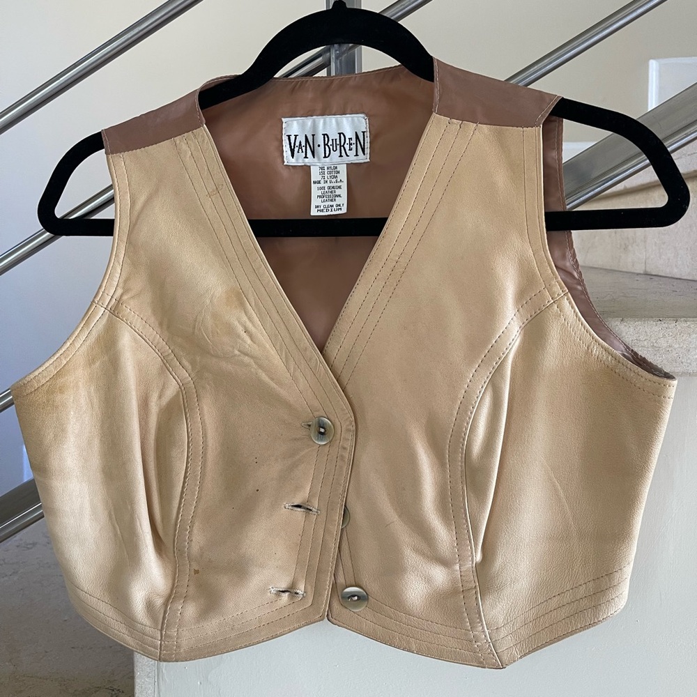 Vintage Van Buren Tan Leather Vest